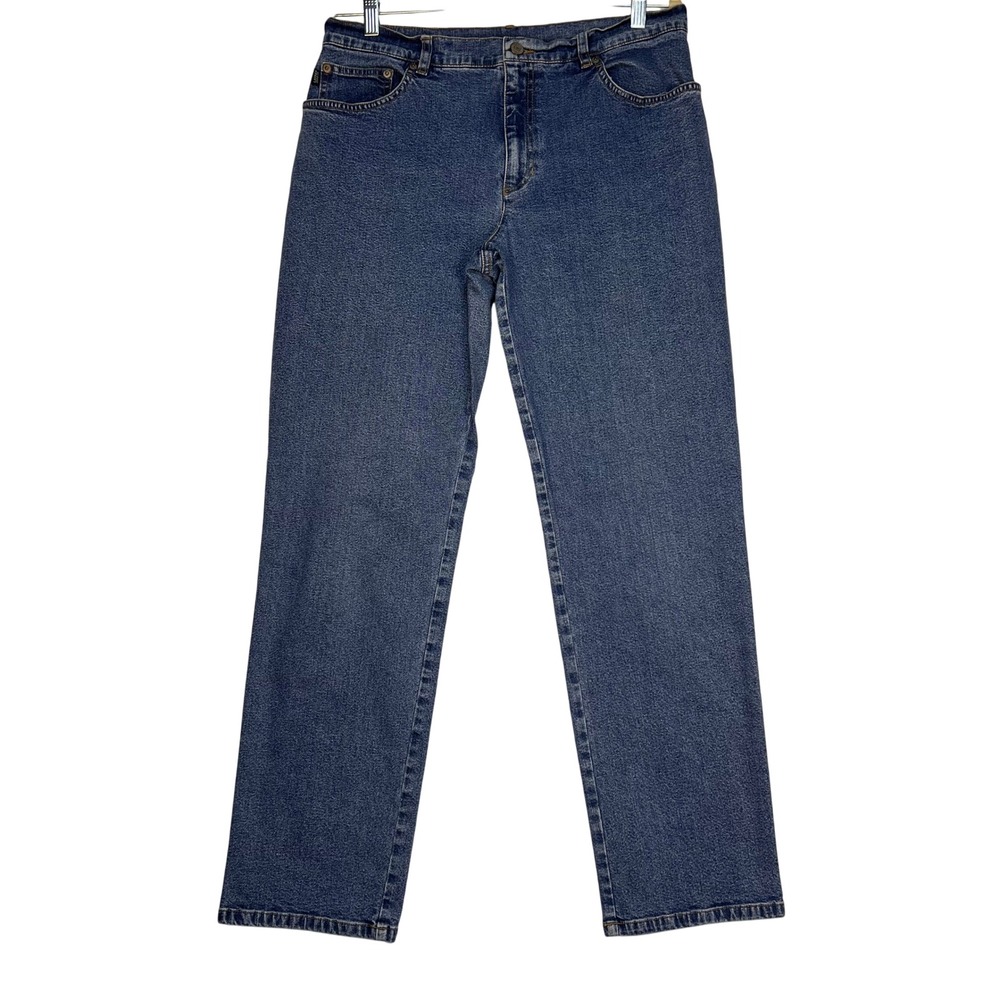 Lauren Jeans Co. Blue Denim Jeans Women 14 Straight Leg Stretch Casual Classic